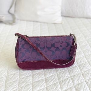 COACH magenta signature canvas shoulder purse